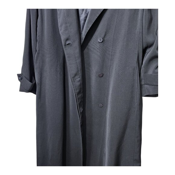 Anne Klein Button Front Black Lined Light Maxi Trench Coat - Picture 4 of 9